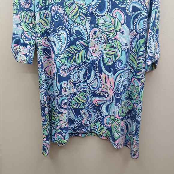 Lilly Pulitzer Edna Shift Swing Dress in Hanging with Fronds Print Blue Small - Picture 4 of 8